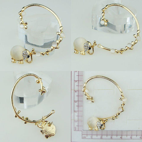 Pearl Elephant Cuff Clip Earrings