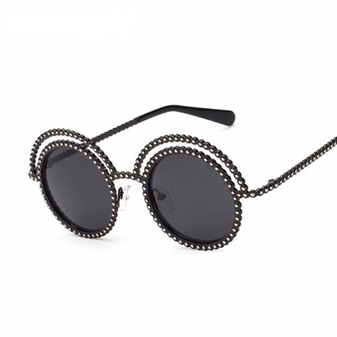 Hipster Bead Line Round Sunglasses