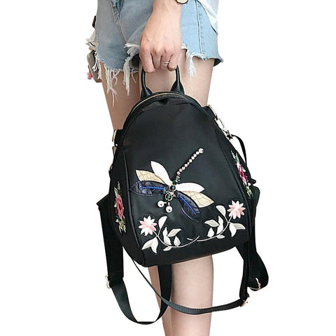 Floral Embroidery Trendy Backpack