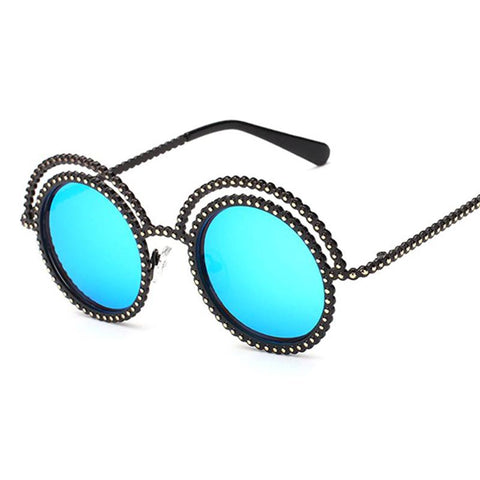 Hipster Bead Line Round Sunglasses