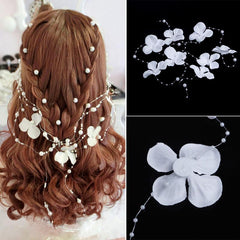 White Pearl Flower Hair Jewelry
